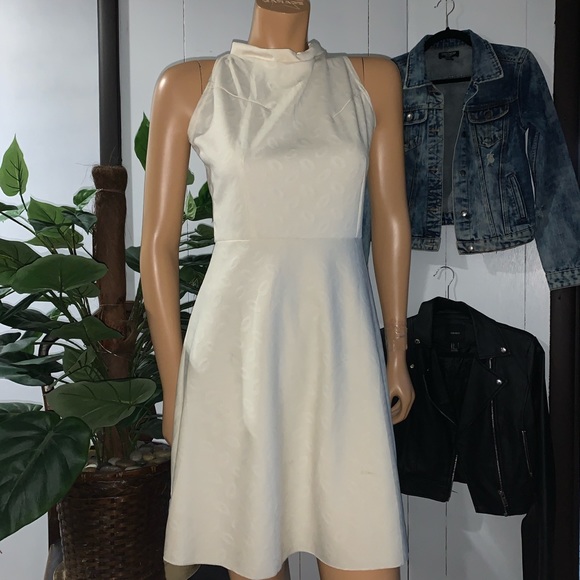 Cream mock neck A-line dress - Picture 1 of 3